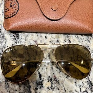 Ray-Ban Aviator Brown Lenses - Gold Frame Standard and Large Size
